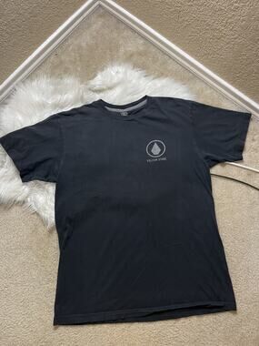 Volcom T Shirt L Black Logo Graphic Short Sleeve 100% Cotton Mens